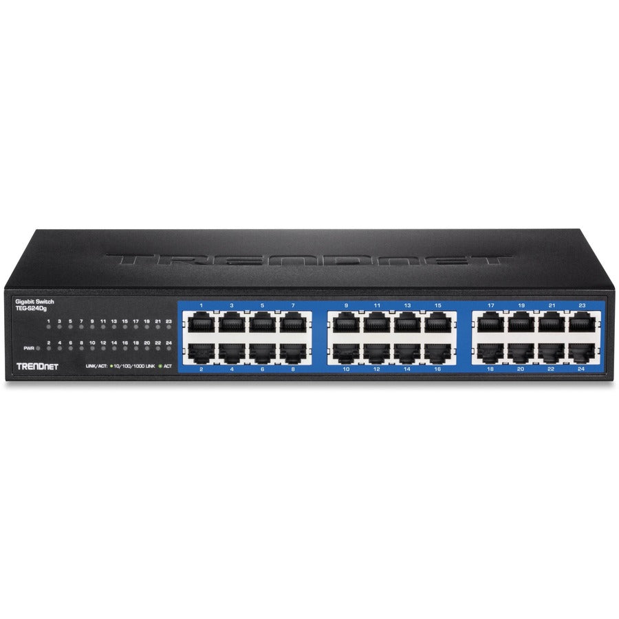 TRENDnet 24-Port Unmanaged Gigabit GREENnet Desktop Switch, Ethernet Network Switch, 24 x 10-100-1000 Gigabit Ethernet RJ-45 Ports, 48Gbps Switching Capacity, Lifetime Protection, Black, TEG-S24DG — TEG-S24Dg
