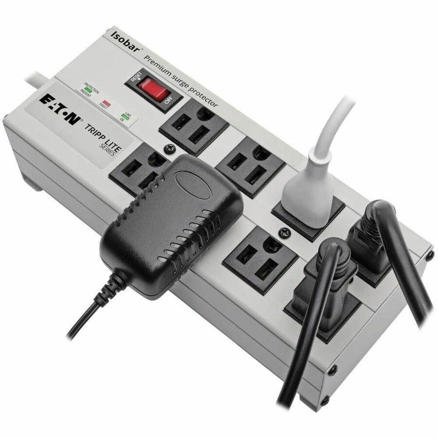 Eaton Tripp Lite Series Isobar 8-Outlet Surge Protector, 25 ft. Cord with Right-Angle Plug, 3840 Joules, Diagnostic LEDs, Metal Housing — ISOBAR825ULTRA