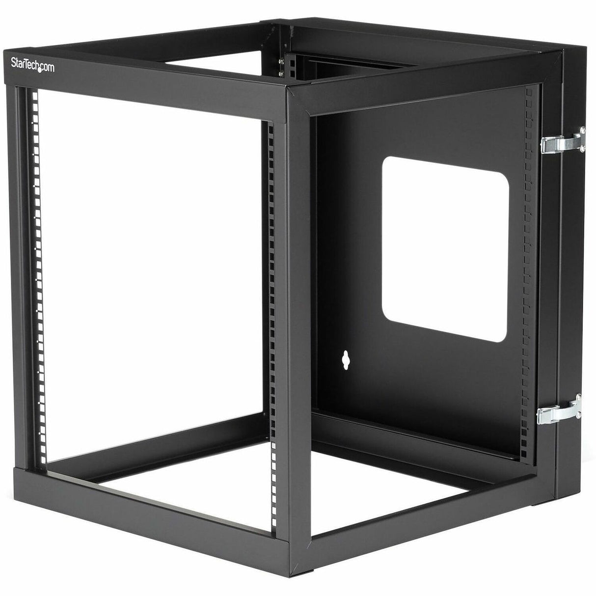 StarTech.com 4-Post 12U Hinged Wall-Mount Network Rack, 19" Open Frame Server Rack, Wall Mount Data Rack for IT Computer Equipment, TAA~ — RK1219WALLOH