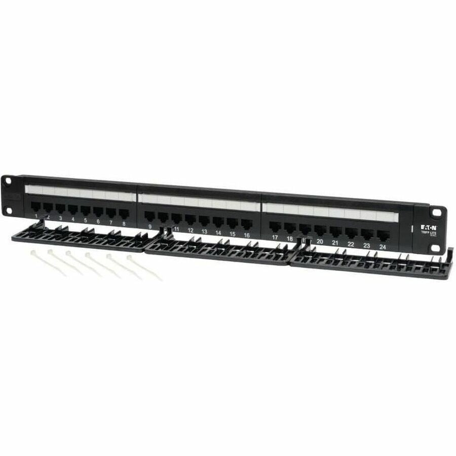 Eaton Tripp Lite Series 24-Port 1U Rack-Mount Cat5e 110 Patch Panel, 568B, RJ45 Ethernet, TAA — N052-024