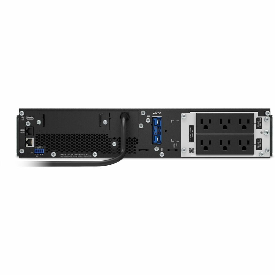 APC Smart-UPS On-Line, 1500VA, Rackmount 2U, 120V, 6x 5-15R NEMA outlets, Network Card, Extended runtime, W/ rail kit — SRT1500RMXLA-NC