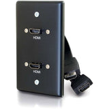 C2G Single Gang Wall Plate with Dual HDMI Pigtails Black — 39879