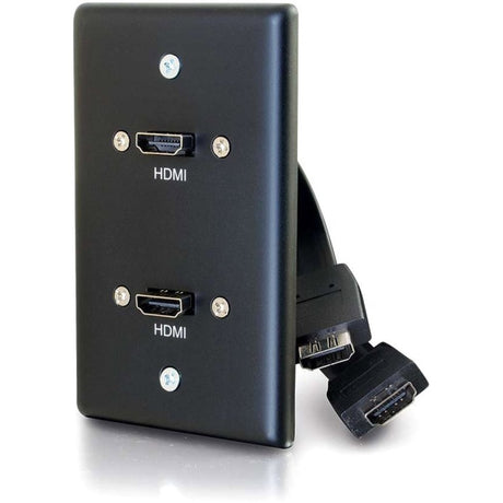 C2G Single Gang Wall Plate with Dual HDMI Pigtails Black — 39879