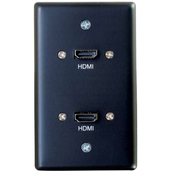 C2G Single Gang Wall Plate with Dual HDMI Pigtails Black — 39879