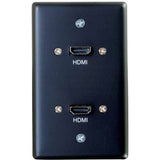 C2G Single Gang Wall Plate with Dual HDMI Pigtails Black — 39879