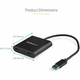 StarTech.com USB 3.0 to Dual HDMI Adapter, USB to 2x HDMI Monitor Converter for Windows (no support for macOS/ChromeOS/Linux) - TAA — USB32HD2