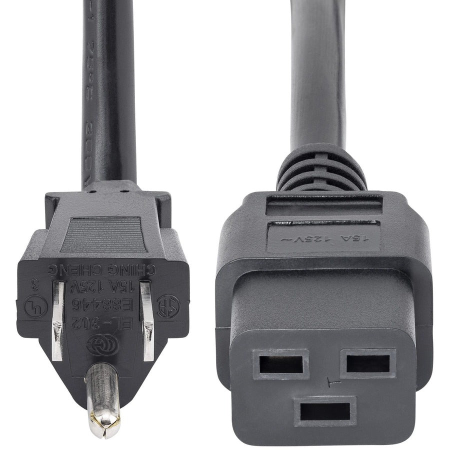 StarTech.com 6ft (1.8m) Heavy Duty Power Cord, NEMA 5-15P to C19, 15A 125V, 14AWG, Computer Power Cord, Heavy Gauge Power Cable — PXT515C19146
