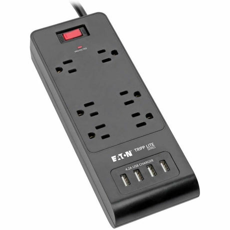Eaton Tripp Lite Series 6-Outlet Surge Protector with 4 USB Ports (4.2A Shared) - 6 ft. (1.83 m) Cord, 900 Joules, Black — TLP664USBB