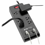 Eaton Tripp Lite Series 6-Outlet Surge Protector with 4 USB Ports (4.2A Shared) - 6 ft. (1.83 m) Cord, 900 Joules, Black — TLP664USBB