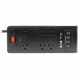 Eaton Tripp Lite Series 6-Outlet Surge Protector with 4 USB Ports (4.2A Shared) - 6 ft. (1.83 m) Cord, 900 Joules, Black — TLP664USBB