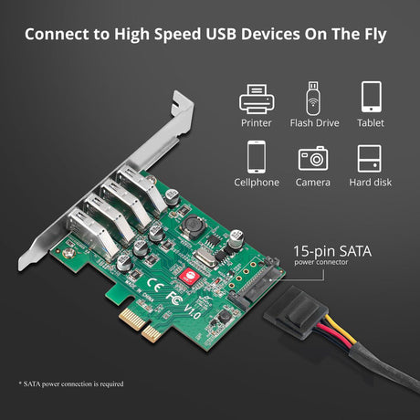 SIIG DP USB 3.0 4-Port PCIe Host Card — JU-P40A11-S1