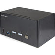 StarTech.com 2 Port Triple Monitor DisplayPort KVM Switch 4K 60Hz UHD HDR, DP 1.2 KVM Switch, 2-Pt USB 3.0 Hub, 4x USB HID, Audio, Hotkey — SV231TDPU34K
