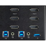 StarTech.com 2 Port Triple Monitor DisplayPort KVM Switch 4K 60Hz UHD HDR, DP 1.2 KVM Switch, 2-Pt USB 3.0 Hub, 4x USB HID, Audio, Hotkey — SV231TDPU34K