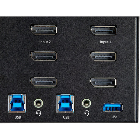 StarTech.com 2 Port Triple Monitor DisplayPort KVM Switch 4K 60Hz UHD HDR, DP 1.2 KVM Switch, 2-Pt USB 3.0 Hub, 4x USB HID, Audio, Hotkey — SV231TDPU34K