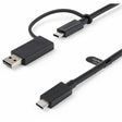 StarTech.com 3ft/1m USB-C Cable with USB-A Adapter Dongle, USB-C to C (10Gbps/PD), USB-A to C (5Gbps), 2-in-1 USB C Cable for Hybrid Dock — USBCCADP