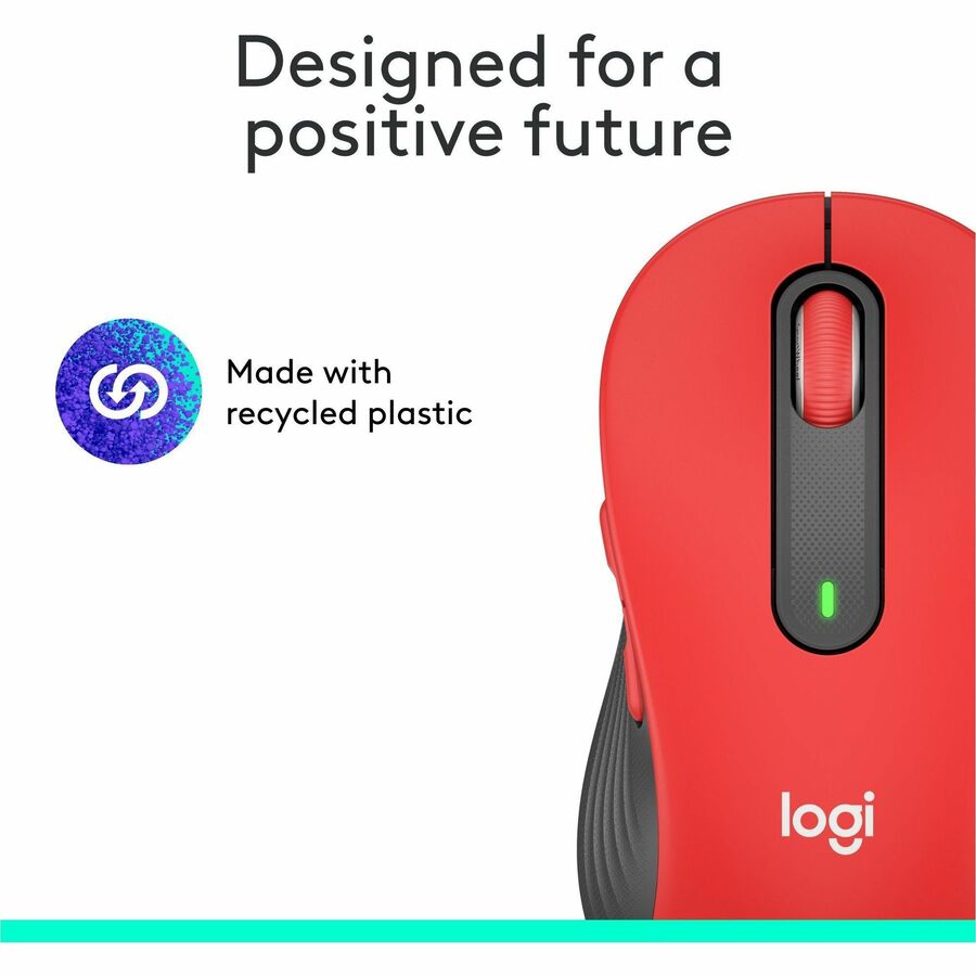 Logitech Signature M650 L Full Size Wireless Mouse - For Large Sized Hands, 2-Year Battery, Silent Clicks, Bluetooth, Red — 910-006358