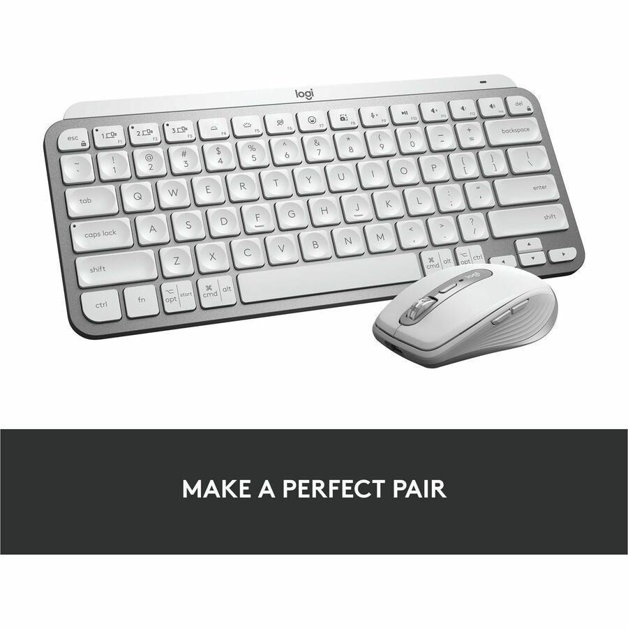 Logitech MX Keys Mini Minimalist Wireless Illuminated Keyboard, Compact, Bluetooth, USB-C, Pale Gray — 920-010473