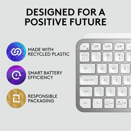 Logitech MX Keys Mini Minimalist Wireless Illuminated Keyboard, Compact, Bluetooth, USB-C, Pale Gray — 920-010473