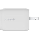 Belkin 65W Portable Dual Port GaN Wall Charger - 2xUSB-C (65W Total) - w/ USB-C to USB-C Cable - Fast Charging - Power Adapter - White — WCH013dq2MWH-B6