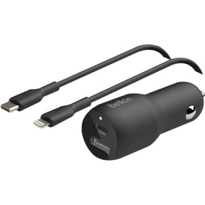 Belkin BoostCharge Dual Car Charger with PPS 37W (USB-C Cable with Lightning Connector included) — CCB004bt1MBK-B5