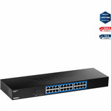 TRENDnet 24-Port Gigabit Switch, TEG-S25, 24 x Gigabit RJ-45 Ports, 48Gbps Switching Capacity, Fanless Design, Metal Enclosure, Internal Power Supply, Lifetime Protection, Black — TEG-S25
