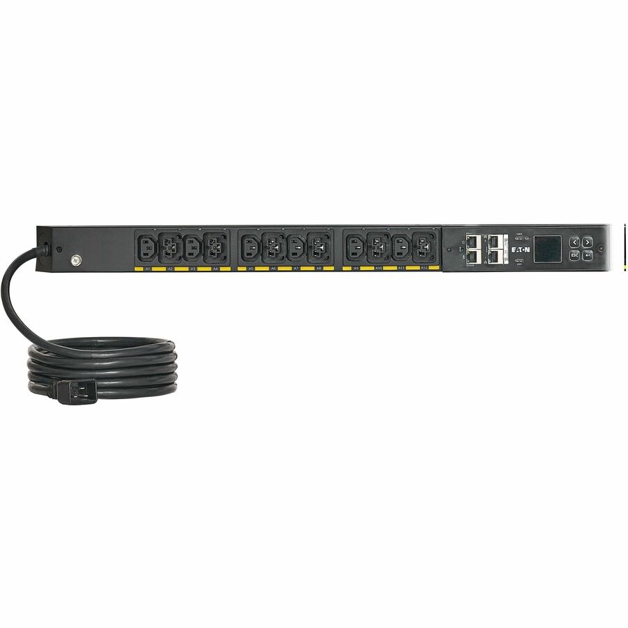 Eaton Single-Phase Managed Rack PDU G4, 100-240V, 24 Outlets, 16A, 3.8kW, C20/L6-20 Input, 10 ft. Cord, 0U Vertical — EVMAL620A
