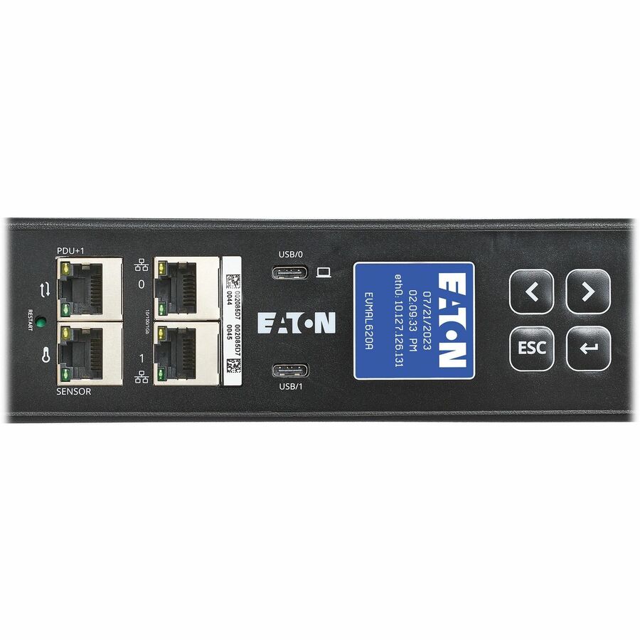 Eaton Single-Phase Managed Rack PDU G4, 100-240V, 24 Outlets, 16A, 3.8kW, C20/L6-20 Input, 10 ft. Cord, 0U Vertical — EVMAL620A
