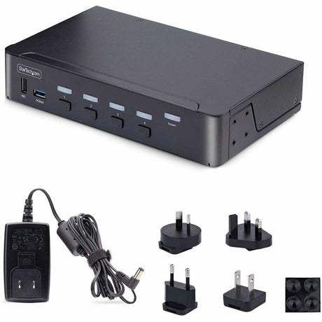 StarTech.com 4-Port DisplayPort 1.4 KVM Switch, 8K 60Hz / 4K 144Hz, 2x USB 3.0 Ports, 4x USB 2.0 Ports, Hotkey Switching, TAA Compliant — D86A2-4-PORT-8K-KVM