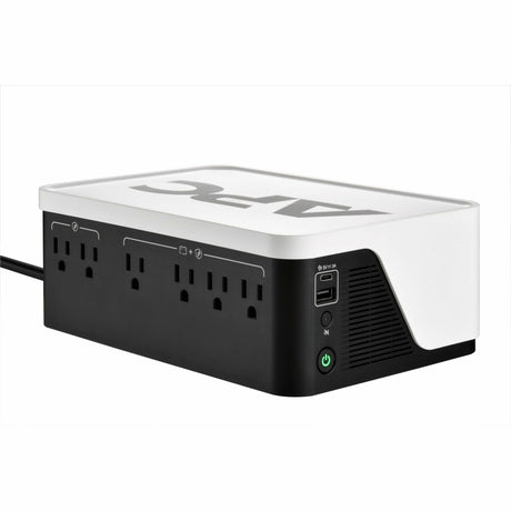 APC Back-UPS, 500VA/300W, Floor/Wall Mount, 120V, 6x NEMA 5-15R outlets, USB Type A + C Ports, Battery is not user replaceable — BE500G3