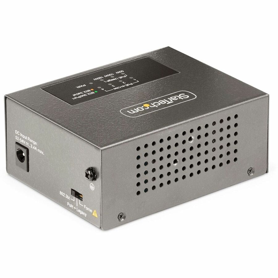 StarTech.com 4-Port Multi-Gigabit PoE++ Injector, 5/2.5/1G Ethernet (NBASE-T), PoE/PoE+/PoE++ (802.3af/802.3at/802.3bt), 160W Power Budget — AS445C-POE-INJECTOR