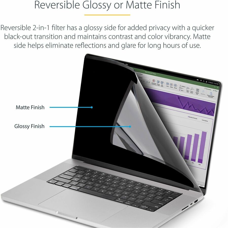 StarTech.com 15-inch MacBook Air 2023/2024 Laptop Privacy Screen, Removable and Reversible Anti-Glare Blue Light Filter, Magnetic — 15MAM-PRIVACY-SCREEN