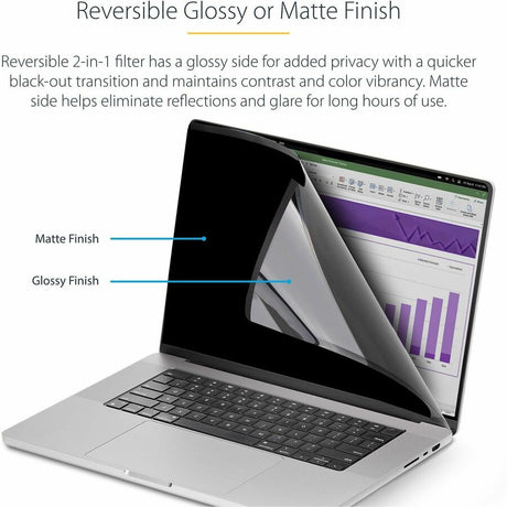 StarTech.com 15-inch MacBook Air 2023/2024 Laptop Privacy Screen, Removable and Reversible Anti-Glare Blue Light Filter, Magnetic — 15MAM-PRIVACY-SCREEN