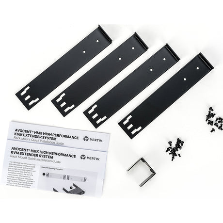 Vertiv Rackmount kit for two Vertiv Avocent HMX 5000/6000 High Performance KVM Systems contains metal brackets and screws. — RMK-97