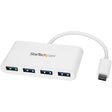 StarTech.com 4 Port USB C Hub with 4x USB-A (USB 3.0 SuperSpeed 5Gbps) - USB Bus Powered - Portable/Laptop USB Type-C Adapter Hub - White — HB30C4ABW
