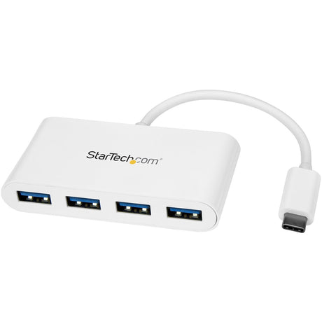 StarTech.com 4 Port USB C Hub with 4x USB-A (USB 3.0 SuperSpeed 5Gbps) - USB Bus Powered - Portable/Laptop USB Type-C Adapter Hub - White — HB30C4ABW