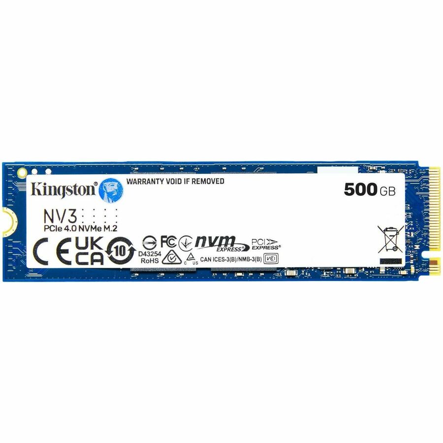 Kingston NV3 500 GB Solid State Drive - M.2 2280 Internal - PCI Express NVMe (PCI Express NVMe 4.0 x4) — SNV3S/500G