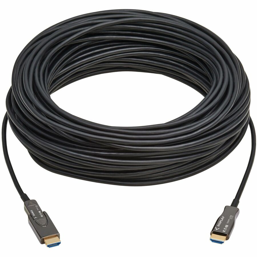 Eaton Tripp Lite series 8K HDMI Fiber Active Optical Cable (AOC) - 8K UHD @ 60 Hz, HDR, Detachable Connector, M/M, Black, 30 m (98 ft.) — P568FM-30M-8K6