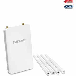 TRENDnet 5 DBI Wireless AC1300 Outdoor PoE+ Omni-Directional Access Point; TEW-841APBO; 4 X 5 DBI Omni Directional Antennas; Point-to-Point & Point-to-Multi-Point Wi-Fi Bridging; IEEE 802.3AT PoE+