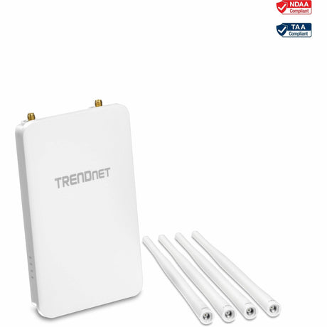 TRENDnet 5 DBI Wireless AC1300 Outdoor PoE+ Omni-Directional Access Point; TEW-841APBO; 4 X 5 DBI Omni Directional Antennas; Point-to-Point & Point-to-Multi-Point Wi-Fi Bridging; IEEE 802.3AT PoE+