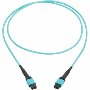 Eaton Tripp Lite Series 100G Multimode 50/125 OM4 Fiber Optic Cable (12F MPO/MPO-PC F/F), Type-B Polarity, OFNP, Aqua, 2 m (6.6 ft.), TAA — N845B-02M-12TAA