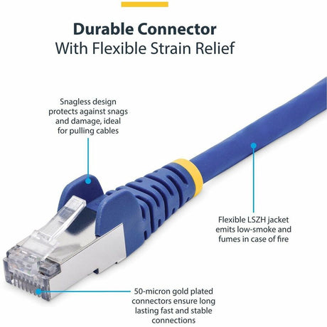 StarTech.com 1ft Blue CAT8 Ethernet Cable, Snagless RJ45, 25G/40G 2000MHz, 100W PoE, S/FTP, 26AWG Pure Bare Copper, LSZH Network Patch Cord — NLBL-1F-CAT8-PATCH