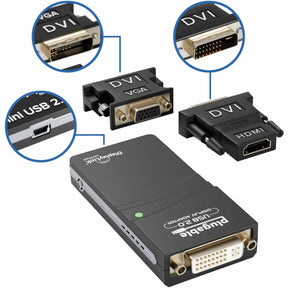 Plugable USB 2.0 to DVI, VGA, or HDMI Multi-Monitor External Video Graphics Card Adapter up to 1920x1080 — UGA-165