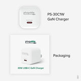 Plugable 30W USB-C GaN Charger - MagSafe-Compatible, Fast Charging for iPhone, iPad, Galaxy & USB-C Devices — PS-30C1W