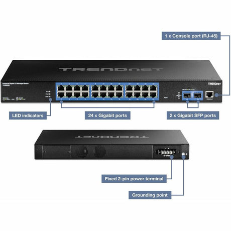 TRENDnet 26-Port Industrial Gigabit L2 Managed Rackmount Switch — TI-RG262I