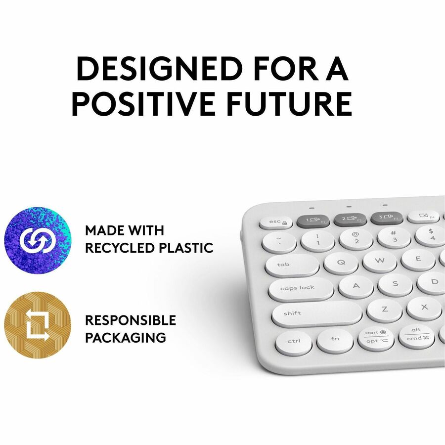 Logitech Pebble Keys 2 K380s, Multi-Device Bluetooth Wireless Keyboard with Customizable Shortcuts, Tonal White — 920-011776