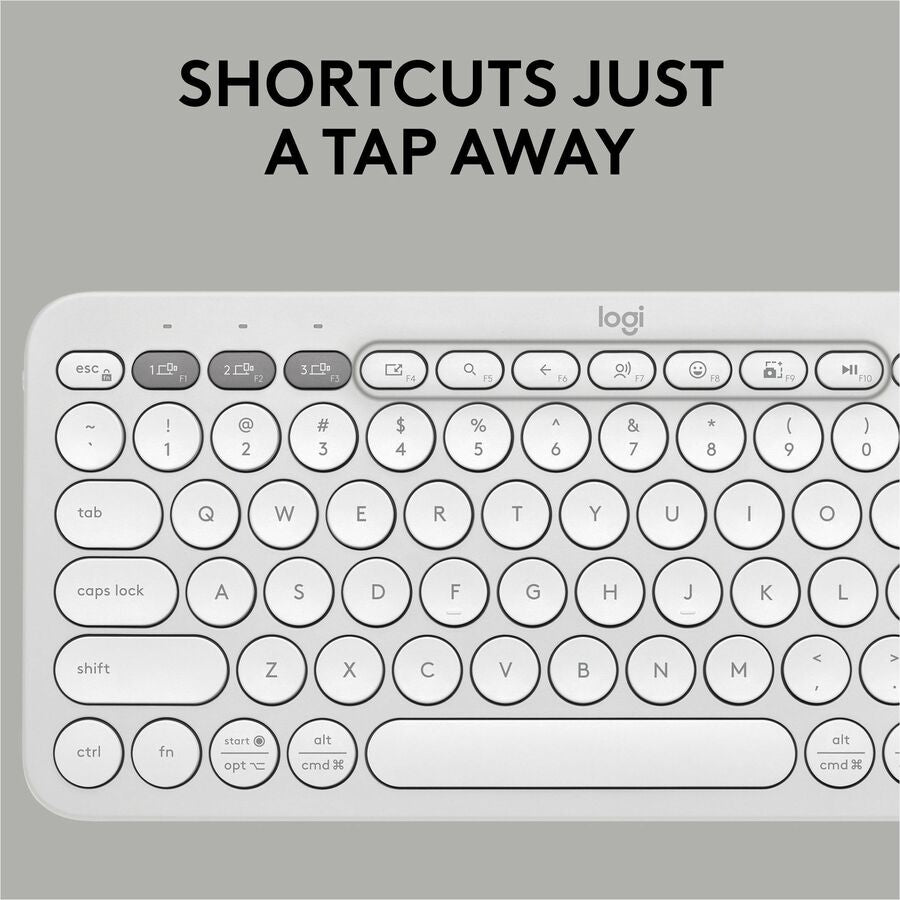 Logitech Pebble Keys 2 K380s, Multi-Device Bluetooth Wireless Keyboard with Customizable Shortcuts, Tonal White — 920-011776