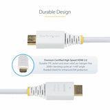 StarTech.com 10ft (3m) Premium Certified High Speed HDMI Cable, 4K 60Hz/1440p 144Hz, 18Gbps, UHD HDMI 2.0 Cord, TPE Jacket, White — HDMI2-CABLE-4K60-10W
