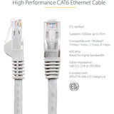 StarTech.com 50ft CAT6 Ethernet Cable - Gray Snagless Gigabit - 100W PoE UTP 650MHz Category 6 Patch Cord UL Certified Wiring/TIA — N6PATCH50GR
