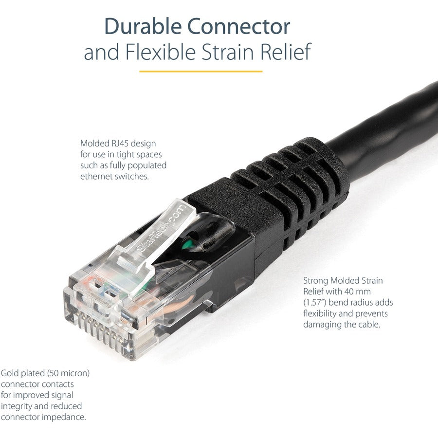 StarTech.com 100ft CAT6 Ethernet Cable - Black Molded Gigabit - 100W PoE UTP 650MHz - Category 6 Patch Cord UL Certified Wiring/TIA — C6PATCH100BK
