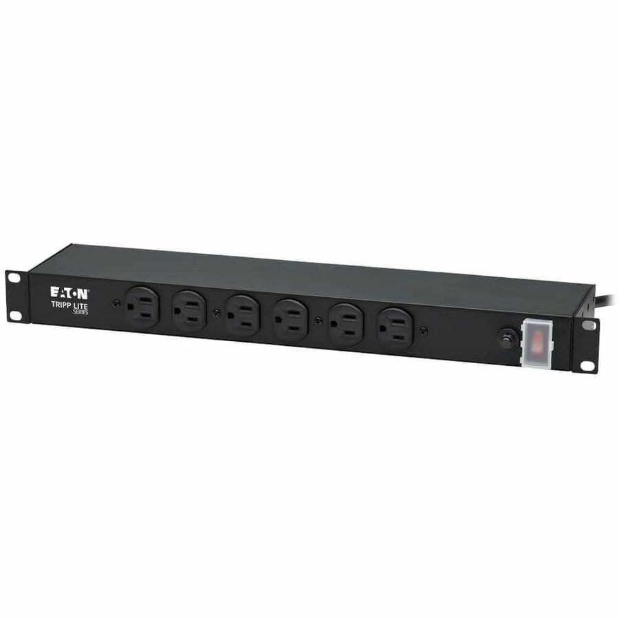 Eaton Tripp Lite Series 1U Rack-Mount Power Strip, 120V, 15A, 5-15P, 12 Outlets (6 Front-Facing, 6-Rear-Facing), 15 ft. (4.57 m) Cord — RS-1215